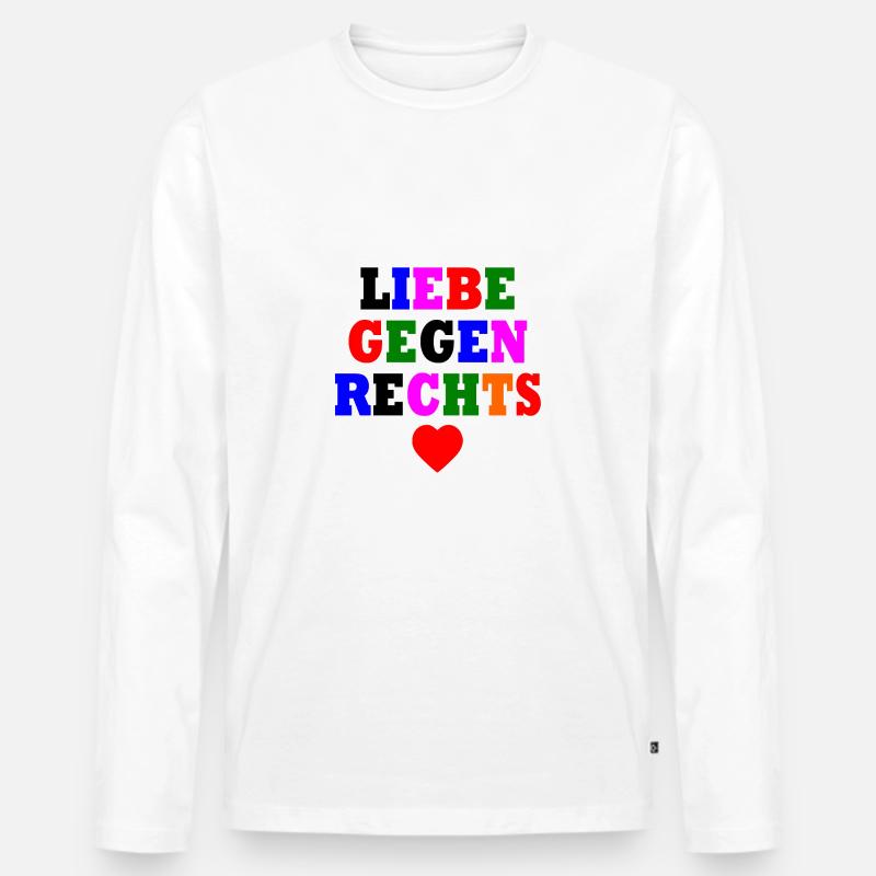 Liebe gegen rechts - Männer Premium Bio Langarmshirt - Weiß