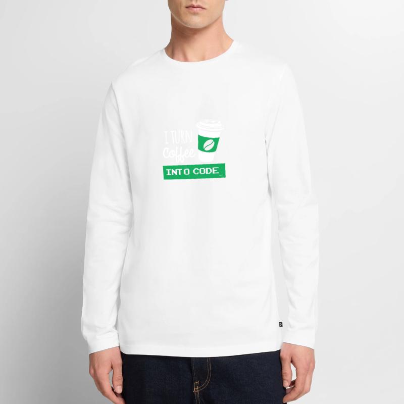 I turn coffee into code developer T-shirt manches longues Premium bio Homme