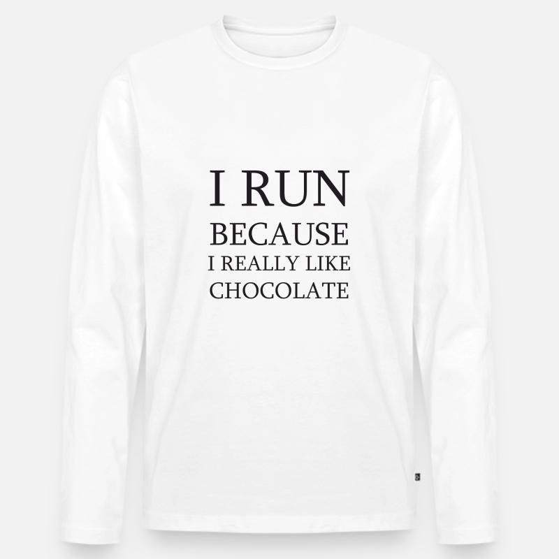 Schokoladen-Run - Männer Premium Bio Langarmshirt - Weiß