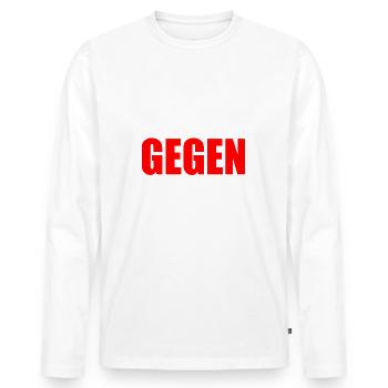 Gemeinsam gegen rechts - Männer Premium Bio Langarmshirt - Weiß - Vorne - Nico (187cm)