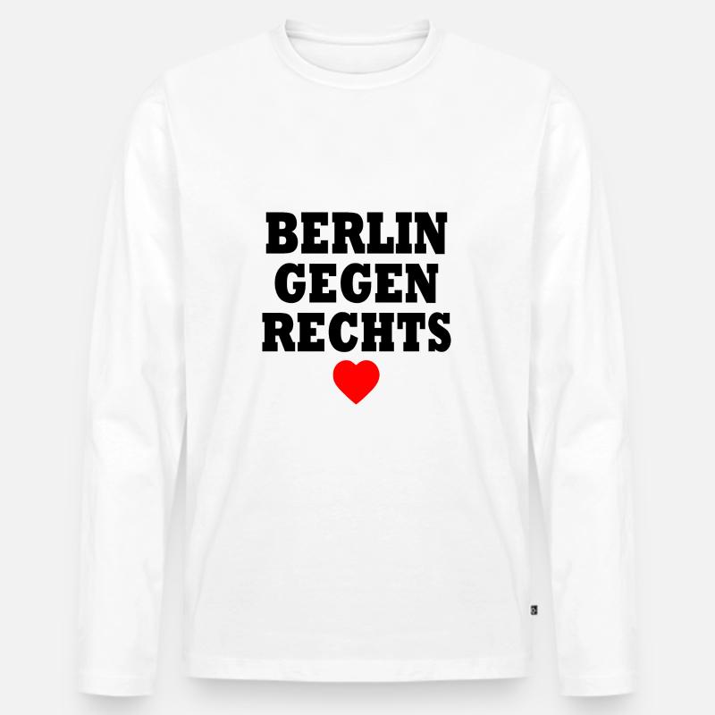 Berlin gegen rechts - Männer Premium Bio Langarmshirt - Weiß