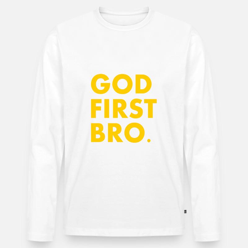 God first bro - Männer Premium Bio Langarmshirt - Weiß
