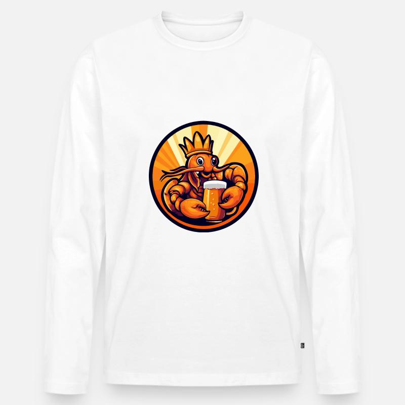 Hummer Krebs Bier Comic - Männer Premium Bio Langarmshirt - Weiß