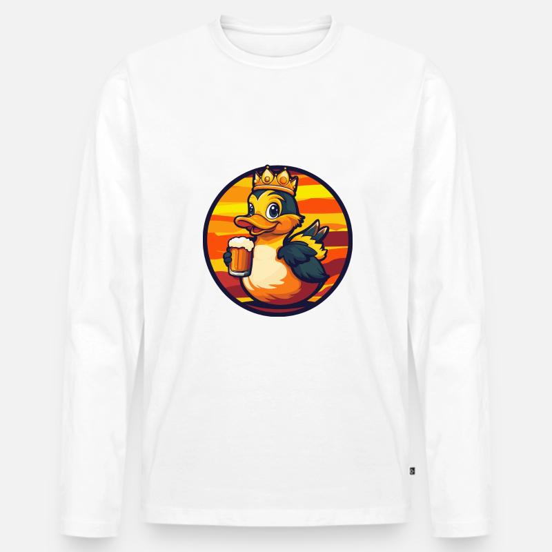 Ente Bier Comic - Männer Premium Bio Langarmshirt - Weiß