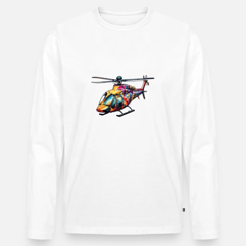 Helikopter / Hubschrauber / fliegen / Luftfahrt - Männer Premium Bio Langarmshirt - Weiß