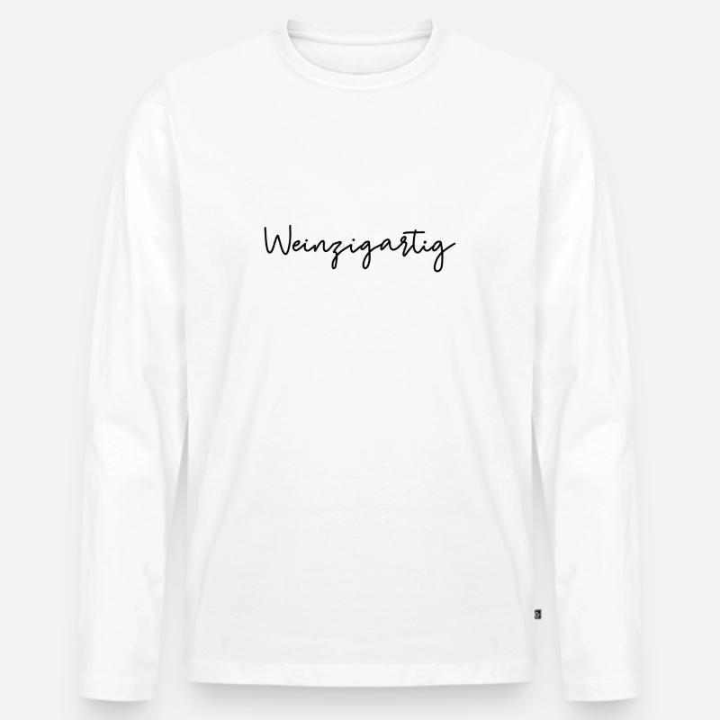 Weinzigartig - Männer Premium Bio Langarmshirt - Weiß