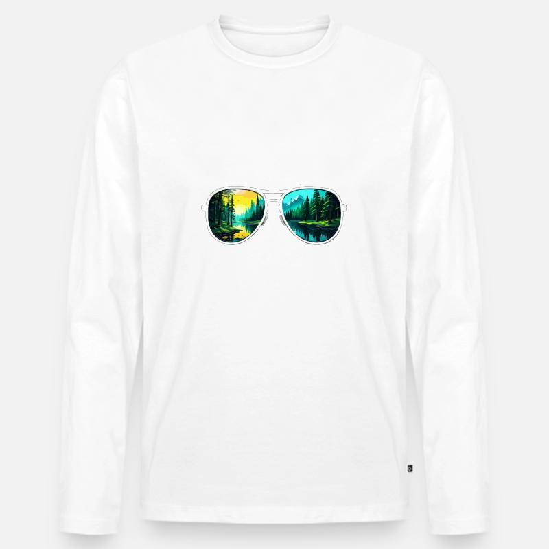 Sonnenbrille / Reflektion / Wald / Spiegelung - Männer Premium Bio Langarmshirt - Weiß