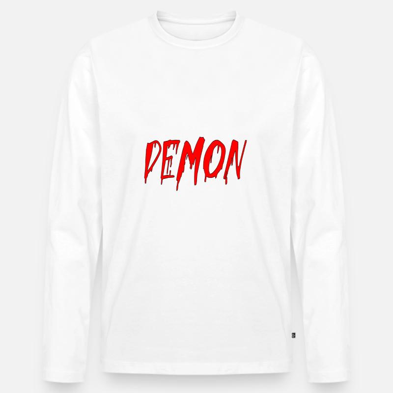 Dämon - Männer Premium Bio Langarmshirt - Weiß