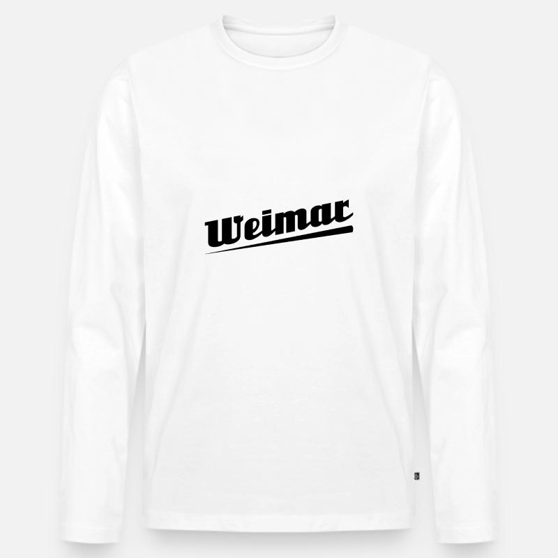 Weimar - Textdesign mit Stadtnamen - Männer Premium Bio Langarmshirt - Weiß