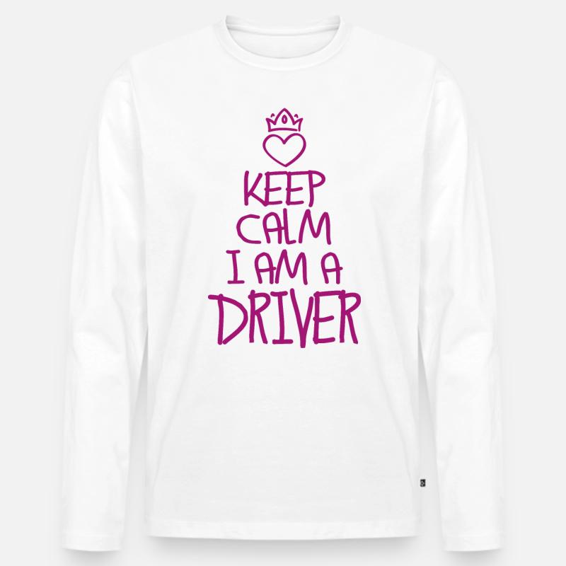 Keep Calm Fahrer cool Geschenk - Männer Premium Bio Langarmshirt - Weiß