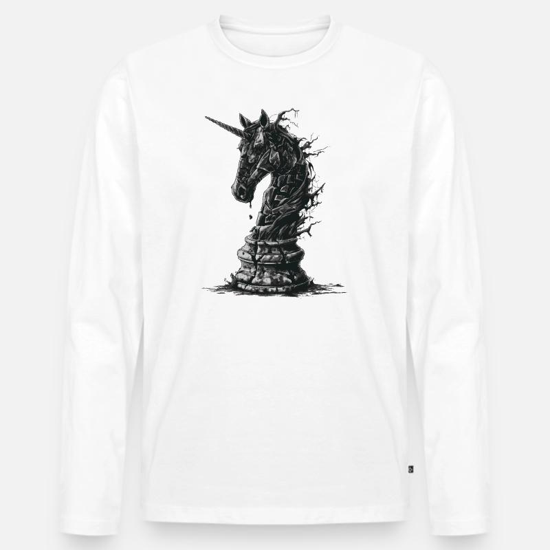 Springer Schach Pferd - Männer Premium Bio Langarmshirt - Weiß