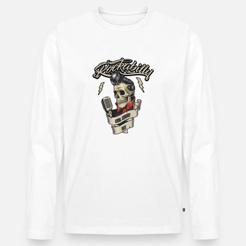 Rockabilly Hotrod Rock'n Roll Geschenkidee - Männer Premium Bio Langarmshirt - Weiß