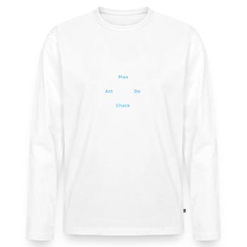 PDCA Plan Do Check Act - Männer Premium Bio Langarmshirt - Weiß - Vorne - Nico (187cm)