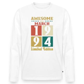 30e anniversaire cadeau mari génial mars 1994 - T-shirt manches longues Premium bio Homme - blanc - Devant - Nico (187cm)