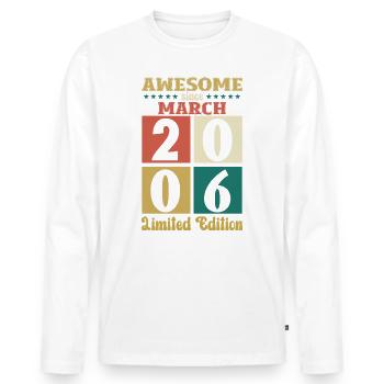 18e anniversaire cadeau mari génial mars 2006 - T-shirt manches longues Premium bio Homme - blanc - Devant - Nico (187cm)