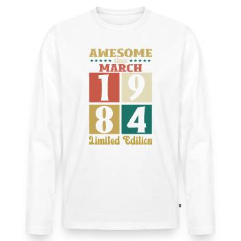 40e anniversaire cadeau mari génial mars 1984 - T-shirt manches longues Premium bio Homme - blanc - Devant - Nico (187cm)