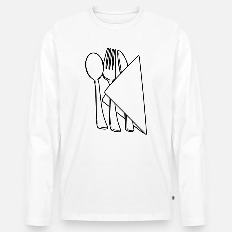 Besteck in Serviette - Männer Premium Bio Langarmshirt - Weiß