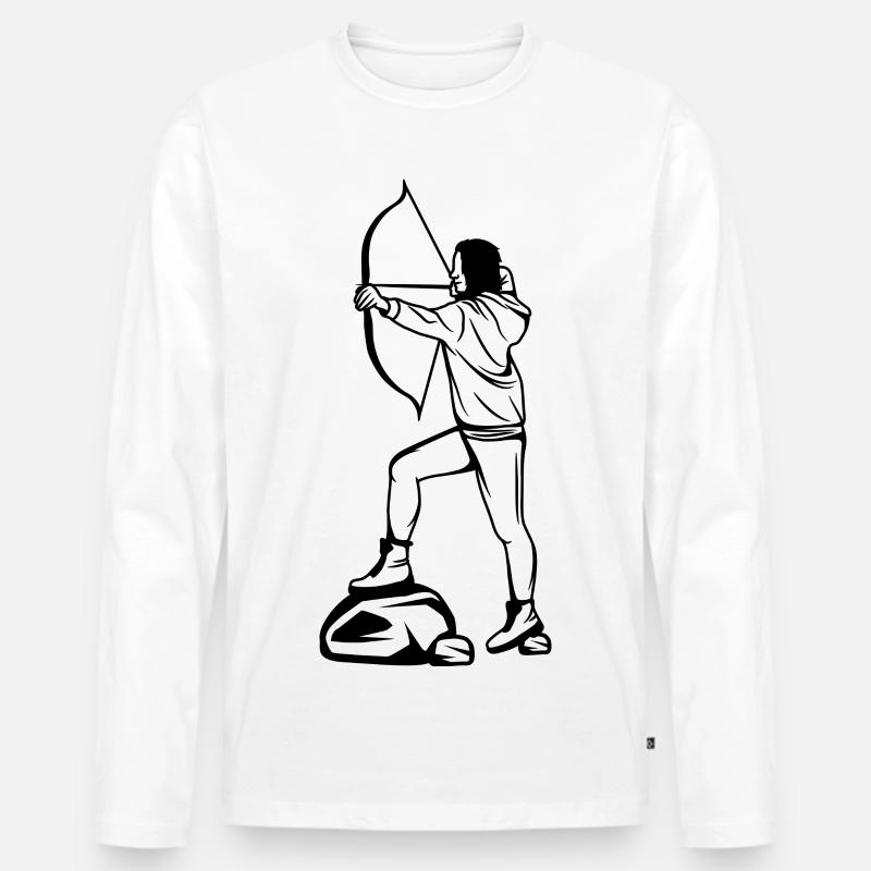 Bogenschützin Skizze - Männer Premium Bio Langarmshirt - Weiß