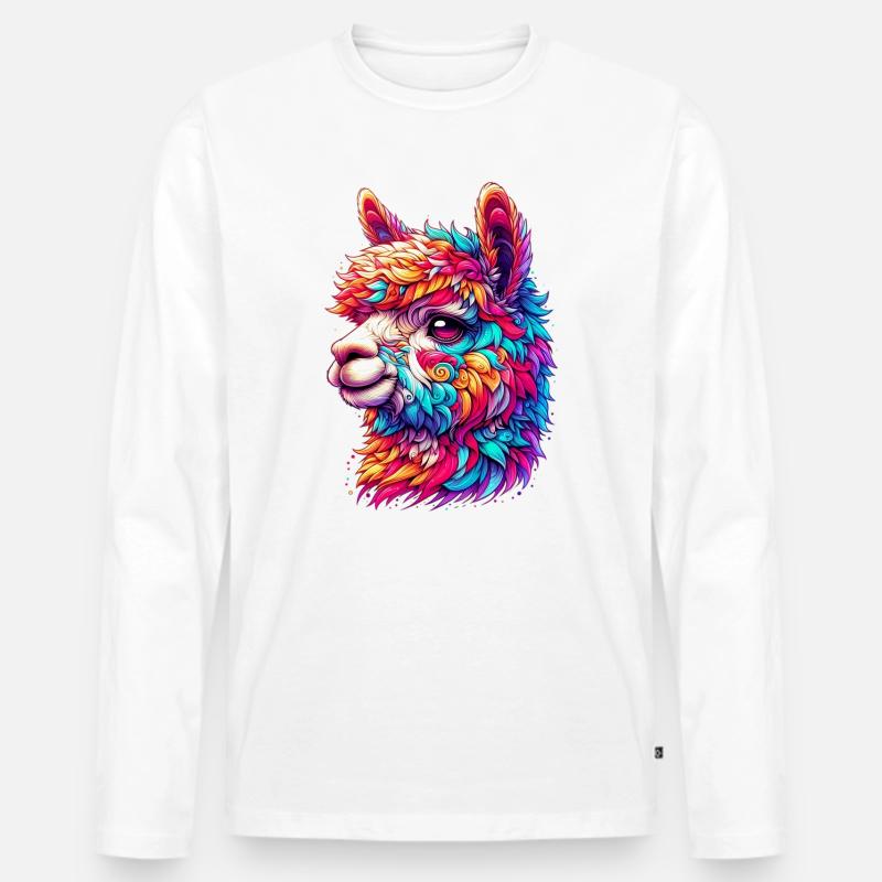 Alpaka - Männer Premium Bio Langarmshirt - Weiß