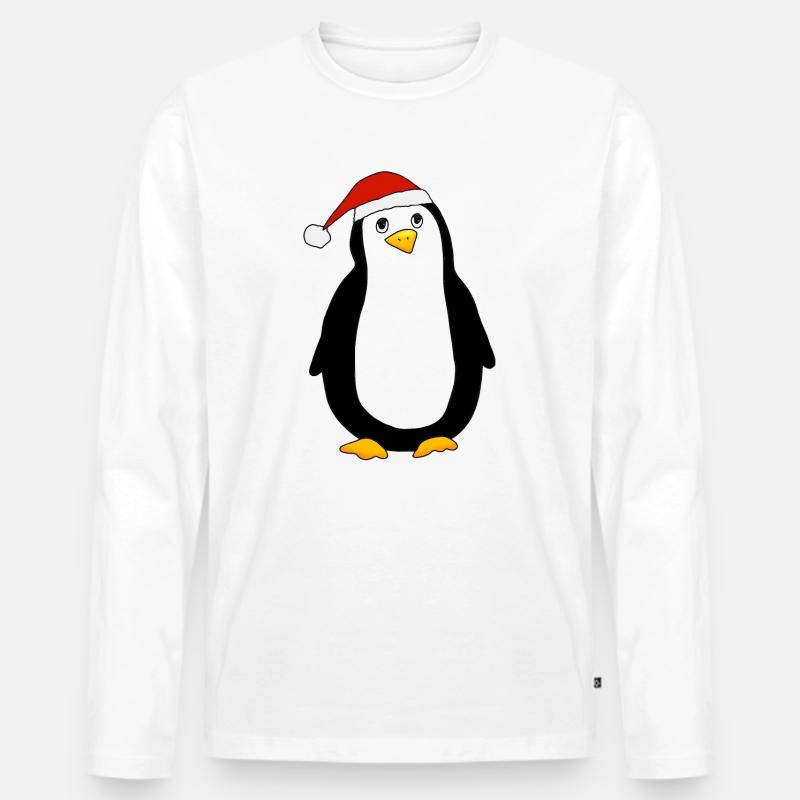 Weihnachtspinguin - Männer Premium Bio Langarmshirt - Weiß