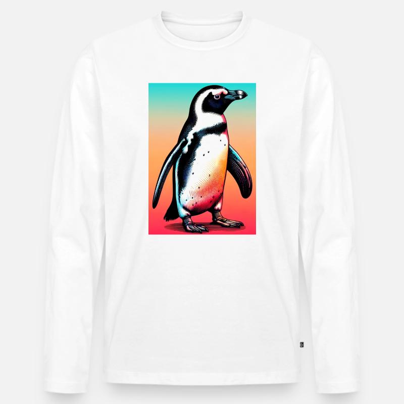 Pinguin - Männer Premium Bio Langarmshirt - Weiß