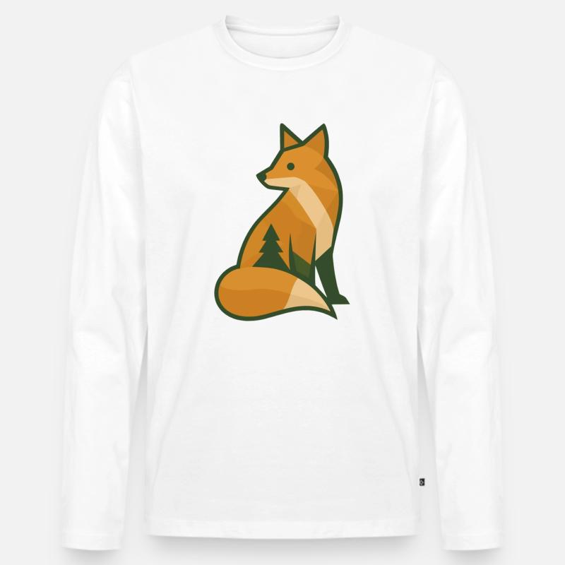 Waldfuchs - Männer Premium Bio Langarmshirt - Weiß