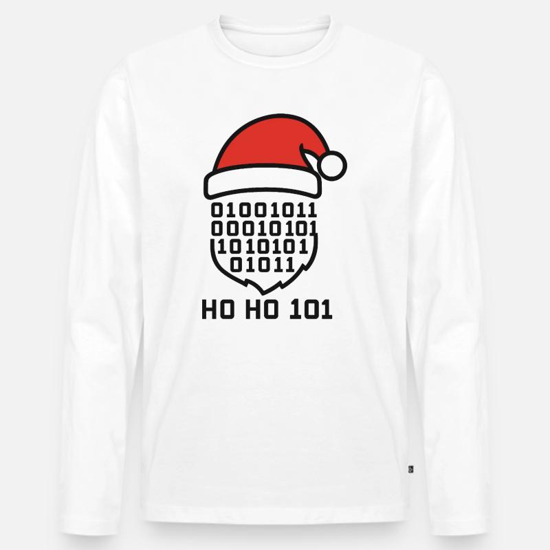 Weihnachtscode mit Santa Hut - Männer Premium Bio Langarmshirt - Weiß