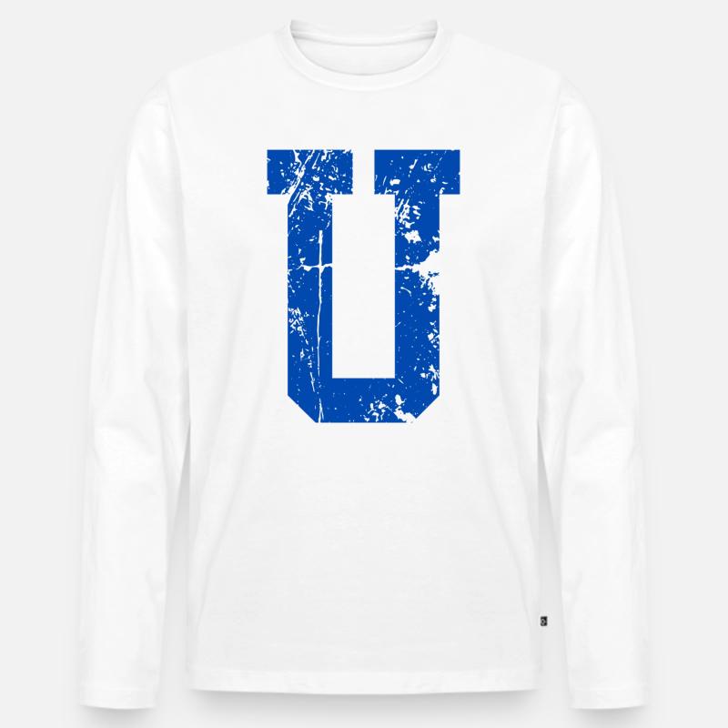 Letter u Retro Sport - Männer Premium Bio Langarmshirt - Weiß