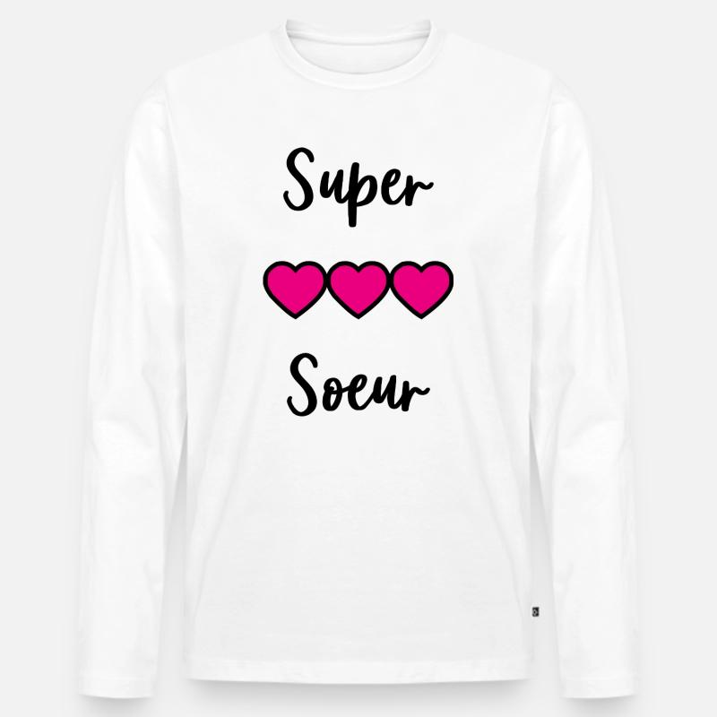 SCHWESTER. BESTE GROSSE SCHWESTER. SCHWESTER. BRUDER - Männer Premium Bio Langarmshirt - Weiß
