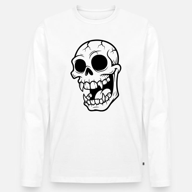 Verrückter Vampirschädel - Männer Premium Bio Langarmshirt - Weiß
