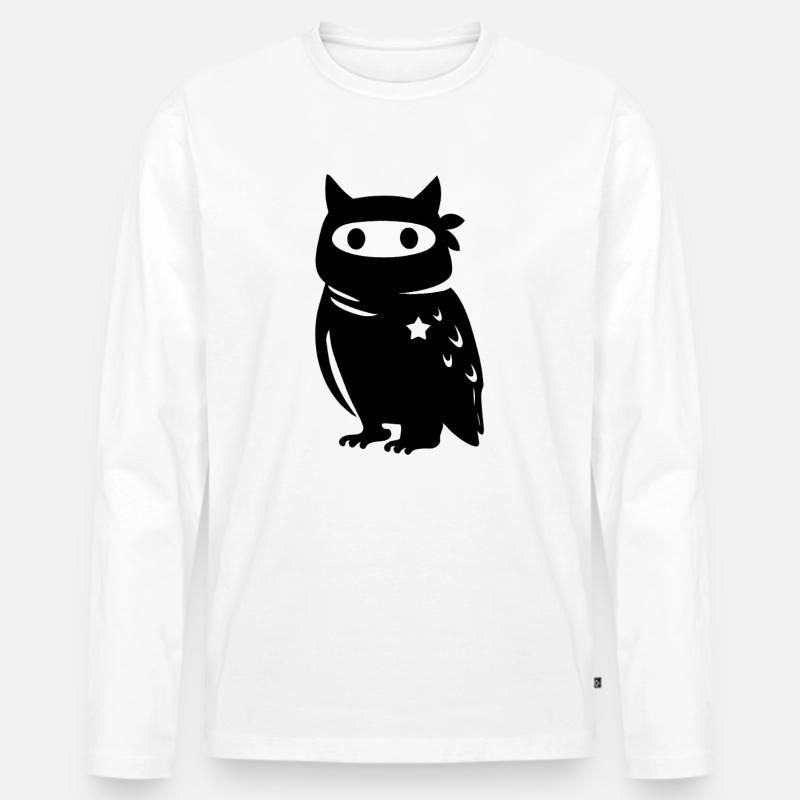 Vermummte Eule mit Stern – Antifaschismus Antifa - Männer Premium Bio Langarmshirt - Weiß