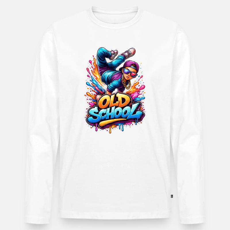 Old School Breakdance Graffiti - Männer Premium Bio Langarmshirt - Weiß