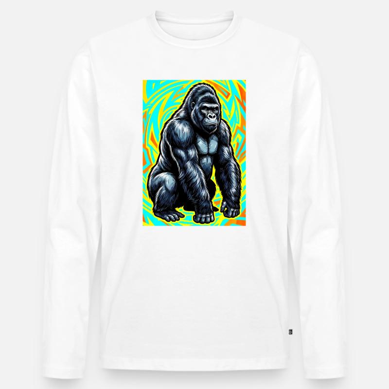 Gorilla - Männer Premium Bio Langarmshirt - Weiß