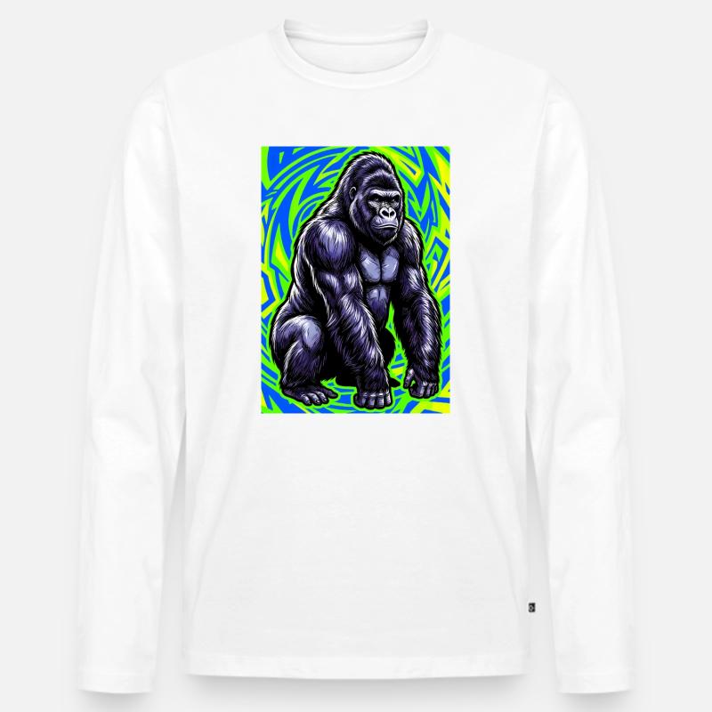 Gorilla - Männer Premium Bio Langarmshirt - Weiß