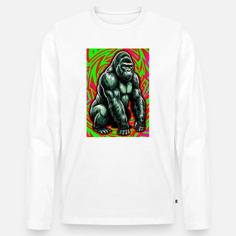 Gorilla - Männer Premium Bio Langarmshirt - Weiß