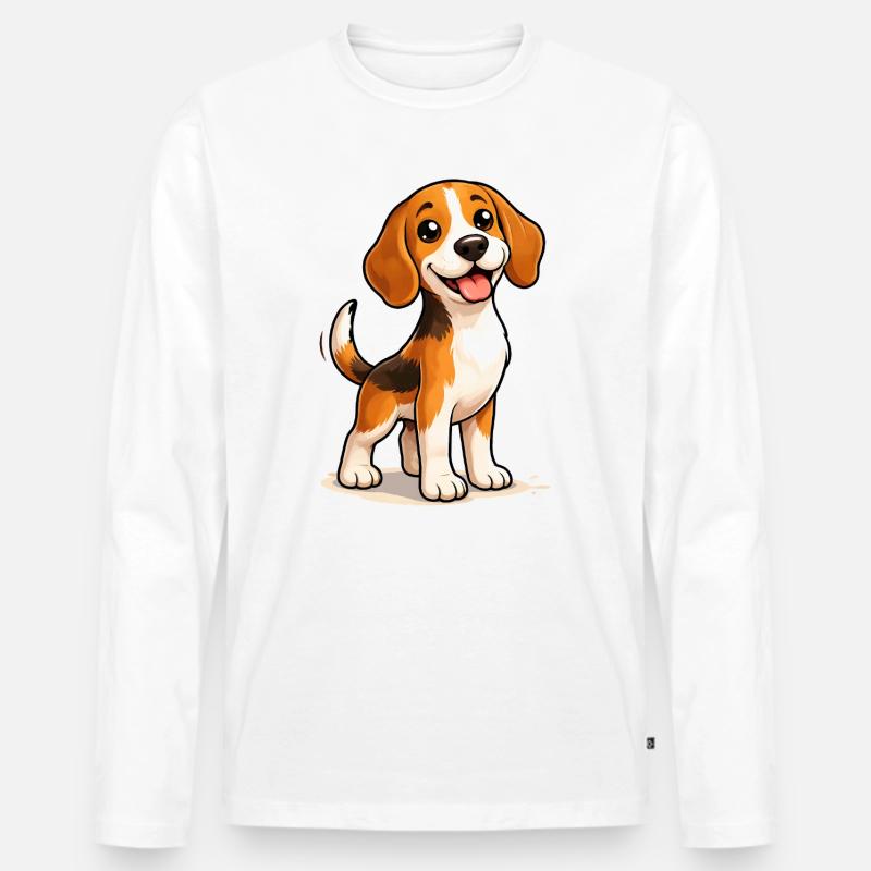 Beagle Hund Süß Lustig Fun Design - Männer Premium Bio Langarmshirt - Weiß