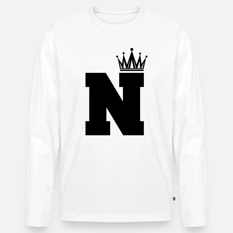 N Krone - Männer Premium Bio Langarmshirt - Weiß