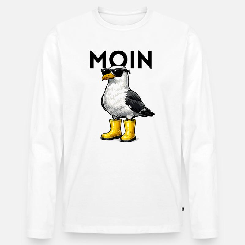 Moin Moewe  - Männer Premium Bio Langarmshirt - Weiß