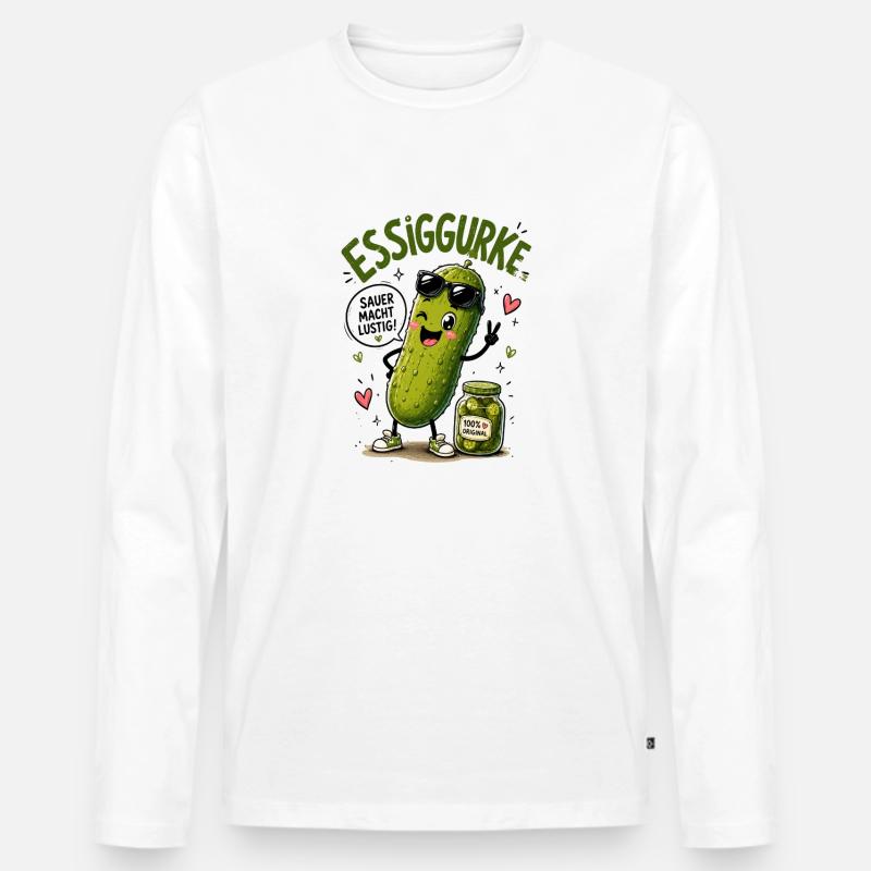 Essiggurke mit Stil - Männer Premium Bio Langarmshirt - Weiß