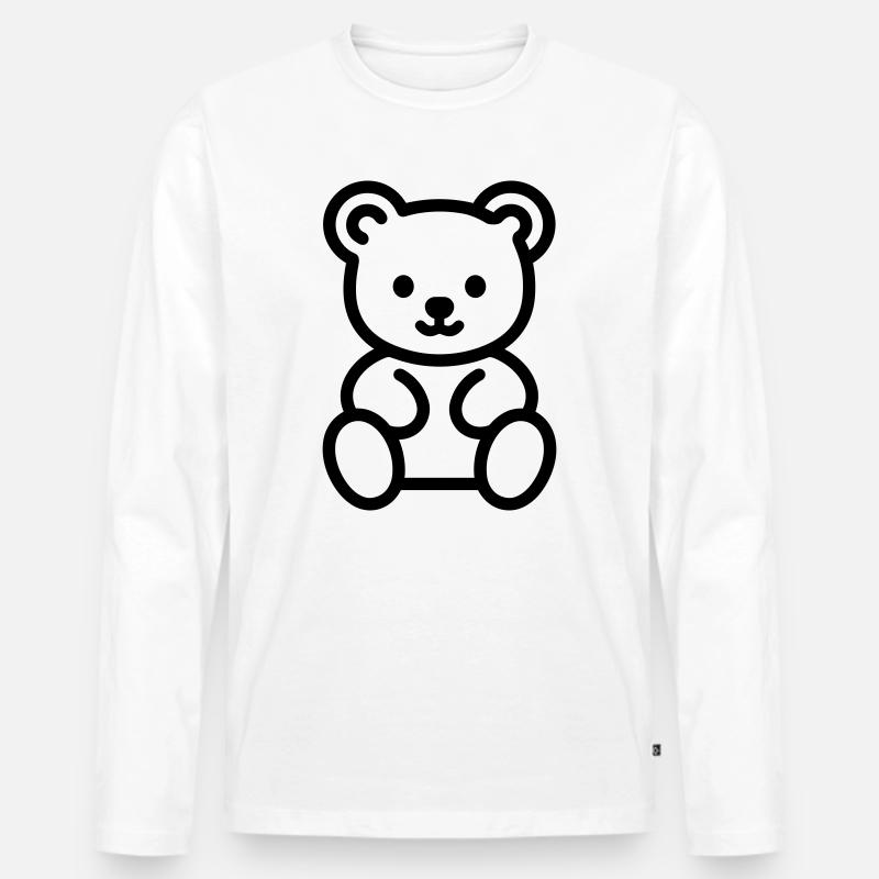 Bärenjunges - Männer Premium Bio Langarmshirt - Weiß