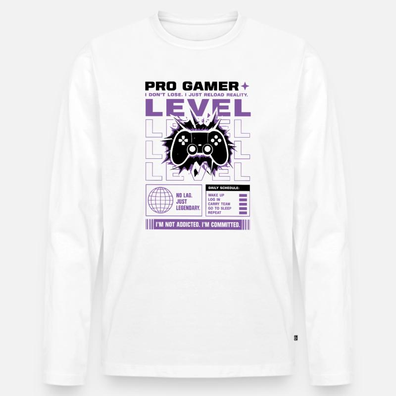 Pro Gamer Level Up Controller Design - Männer Premium Bio Langarmshirt - Weiß