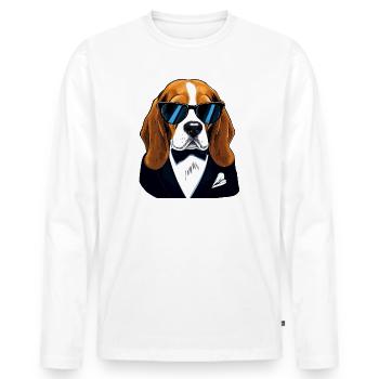 Beagle Der Wachmann - Männer Premium Bio Langarmshirt - Weiß - Vorne - Nico (187cm)