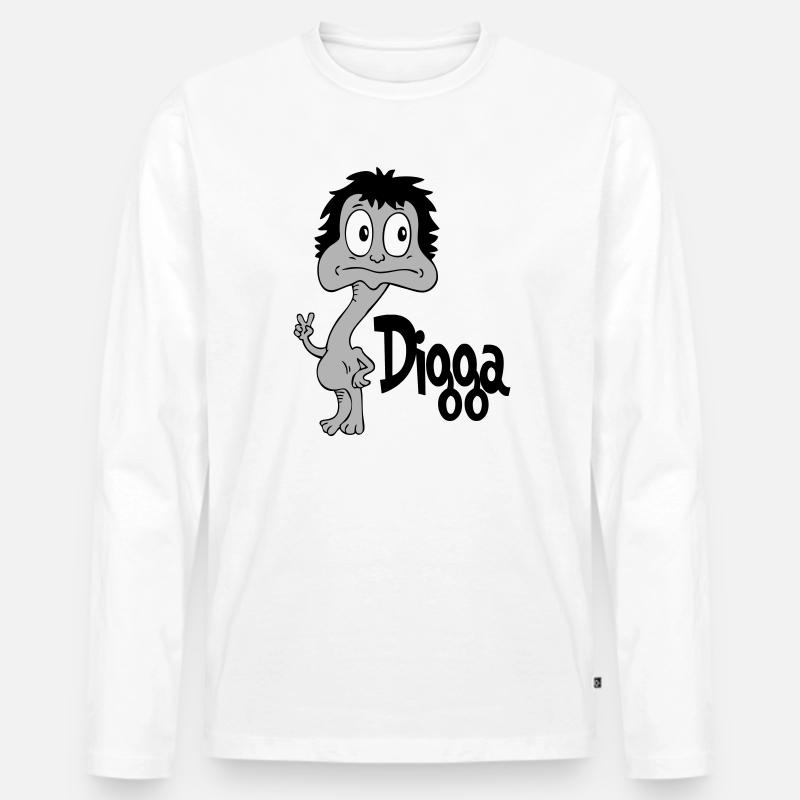 Sprüche Lustige Comic Digga - Männer Premium Bio Langarmshirt - Weiß