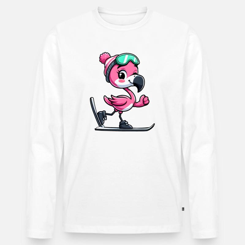 Flamingo Skifahrer Winterspaß - Männer Premium Bio Langarmshirt - undefined