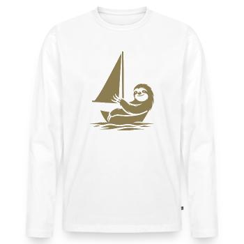 Dériveur minimaliste Sloth Summer - T-shirt manches longues Premium bio Homme - blanc - Devant - Nico (187cm)
