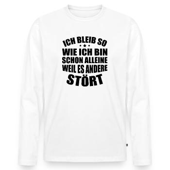 Selbstbewusster Humor - Männer Premium Bio Langarmshirt - Weiß - Vorne - Nico (187cm)