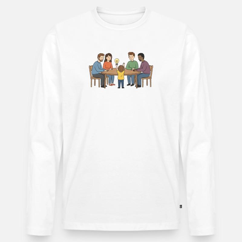 Kollektive Idee um einen Tisch - Männer Premium Bio Langarmshirt - Weiß