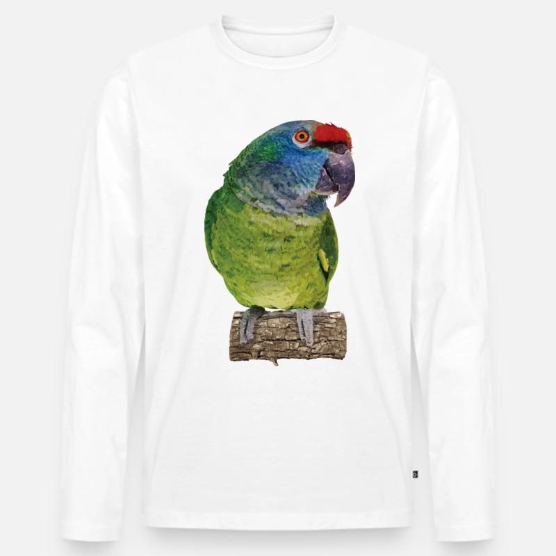 Die Rotrückenamazone - Männer Premium Bio Langarmshirt - Weiß