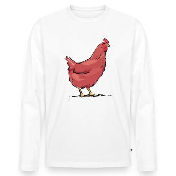 POULE - T-shirt manches longues Premium bio Homme - blanc - Devant - Nico (187cm)