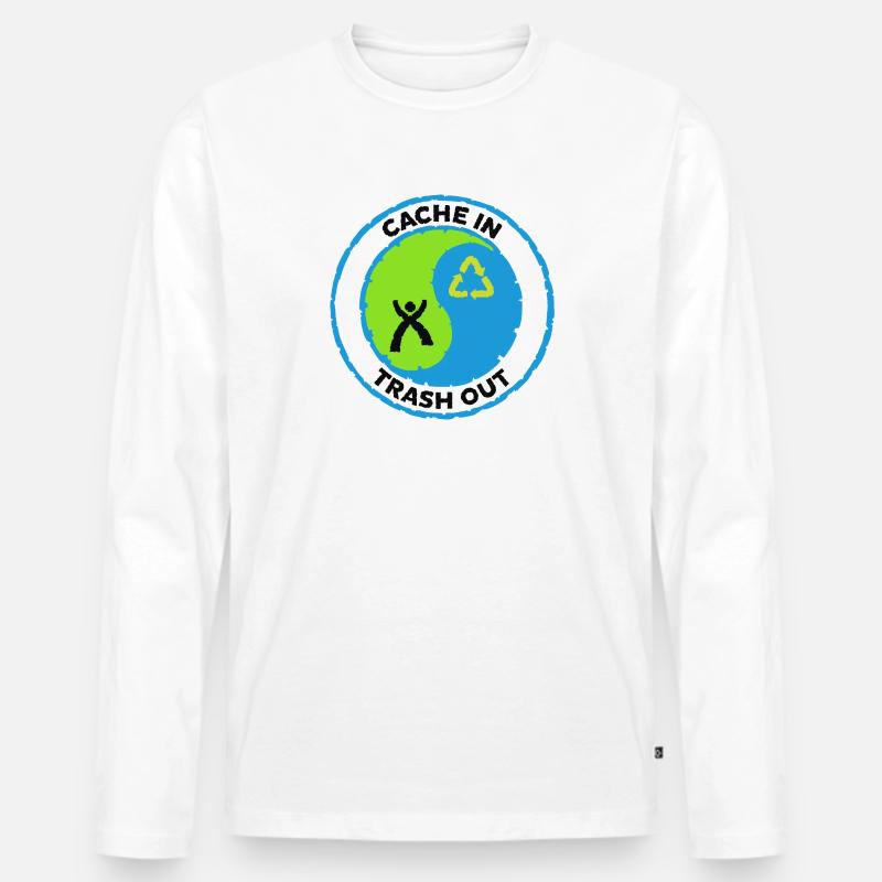 Cache in Trash out - Männer Premium Bio Langarmshirt - Weiß